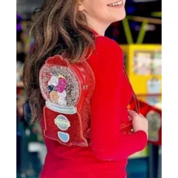 Bewaltz Classic Red Gumball Machine Handbag Sparkle Glitter Novelty - Picture 2 of 10